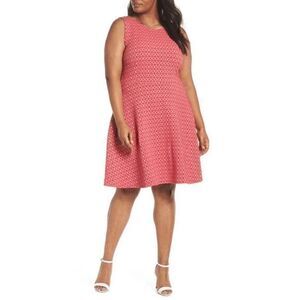 Leota Womens Heavy Blue Circle Ava Fit Flare Plus Dress Size 2L 18